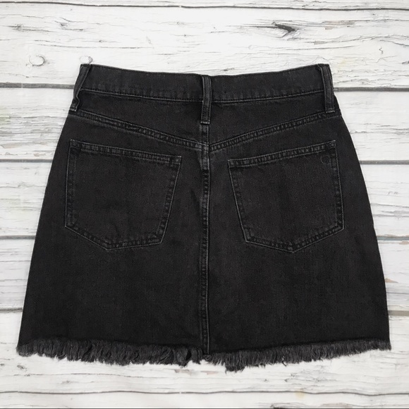 Madewell Denim Mini Skirt Black Jean Cutoff Distressed Hem Women’s Size 27 NEW - Picture 4 of 16